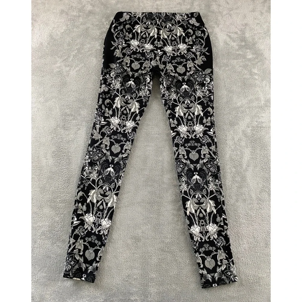 Bisou Bisou Michele Bohbot Womens Black White Damask Floral Leggings Size S Slim